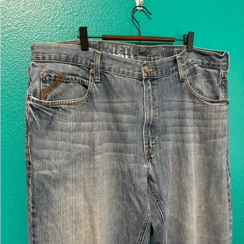 Ariat Low Rise Boot Cut Medium Wash Brown Accent Men's Jeans 40/30 - Picture 3 of 11